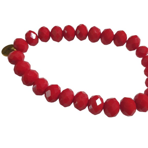 Erimish Red Faceted Bead Stretch Bracelet Charm Embellishment Fashion Jewelry - Picture 4 of 4